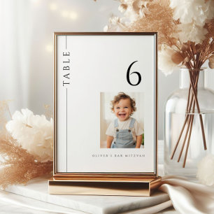 Modern Bar Mitzvah Table Number with Photograph