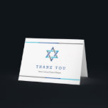 Modern Bar Mitzvah Thank You Cards | Blue   Teal<br><div class="desc">Simple modern Bar Mitzvah thank you cards featuring Star of David design with blue,  teal and grey accents.</div>