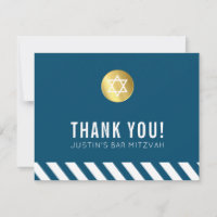 MODERN BAR MITZVAH thank you gold spot dark blue