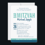 MODERN BAR MITZVAH trendy date blue mint green Invitation<br><div class="desc">by kat massard > WWW.SIMPLYSWEETPAPERIE.com Love the design, but would like to see some changes - another colour scheme, product, add a photo or adapted for a different occasion - no worries simply contact me - I am happy to help! - - - - - - - - - -...</div>