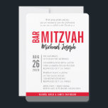 MODERN BAR MITZVAH trendy date red black grey Invitation<br><div class="desc">by kat massard > WWW.SIMPLYSWEETPAPERIE.com Love the design, but would like to see some changes - another colour scheme, product, add a photo or adapted for a different occasion - no worries simply contact me - I am happy to help! - - - - - - - - - -...</div>