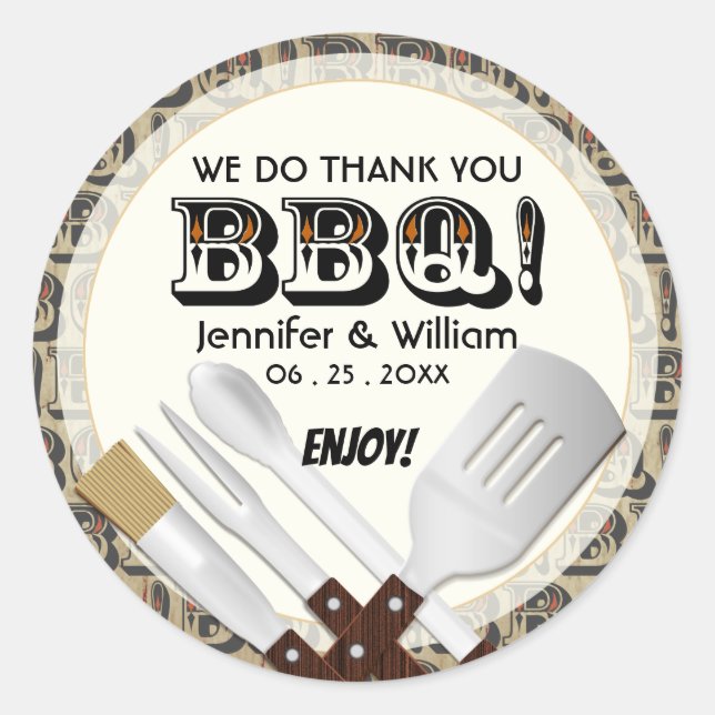 Modern Barbecue Utensils Classic Round Sticker (Front)