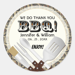 Modern Barbecue Utensils Classic Round Sticker