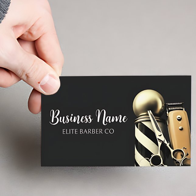 Modern Barber Business Card with Editable Text (Modern Barber Business Card)