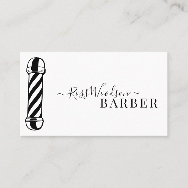 Modern Barber Pole Business Card (Front)