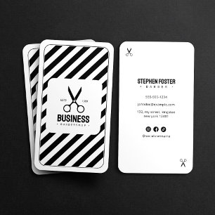Modern Barber Shop Hair Stylist Barbershop White Business Card