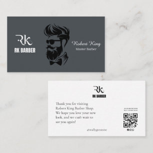Modern Barber Shop QR Code Business Card