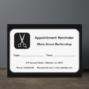 Modern Barbershop Appointment Reminder Cards