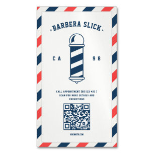 Modern Barbershop Barber's Pole Hairstylist Barber Magnetic Business Card