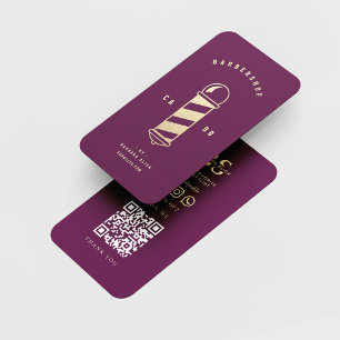 Modern Barbershop Barber's Pole QR Business Card