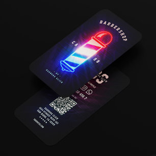 Modern Barbershop Barber's Pole Red White Blue Business Card