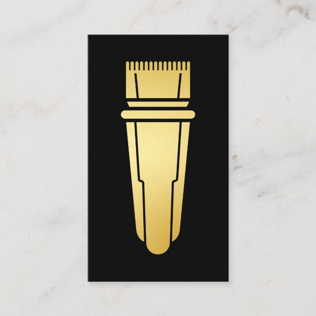 Modern Barbershop Hair Clipper black & Gold  Business Card (Front)