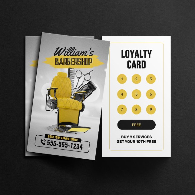 Modern Barbershop Hair Stylist Hairdresser Haircut Loyalty Card (Creator Uploaded)