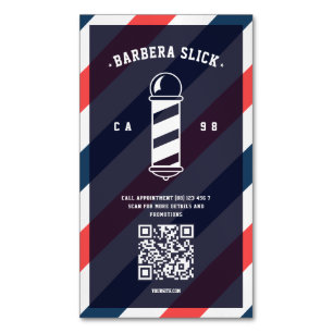 Modern Barbershop Hairstylist Barber's Pole Magnetic Business Card