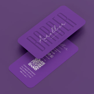 Modern Barbershop Travel Barber Royal Purple Business Card