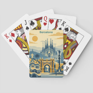 Modern Barcelona Sagrada Familia Illustration Playing Cards