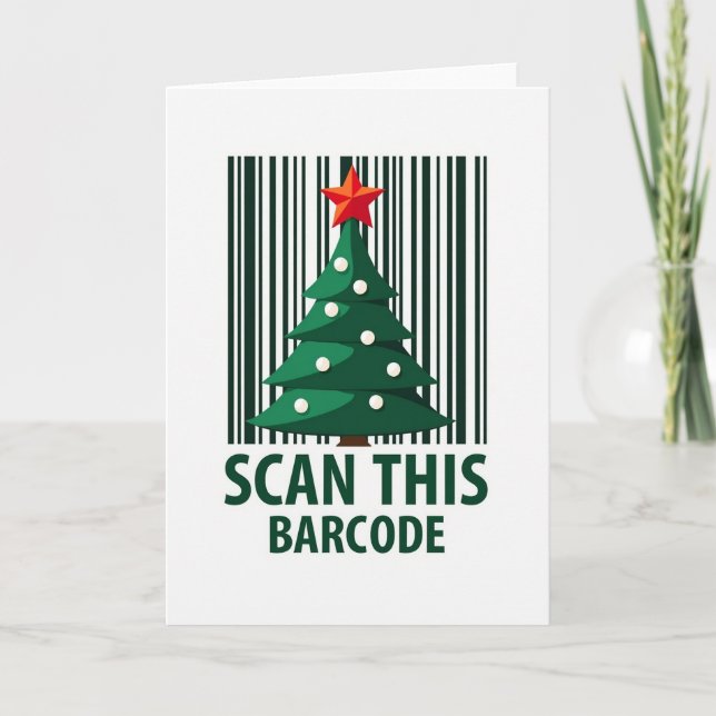Modern Barcode Christmas Card (Front)