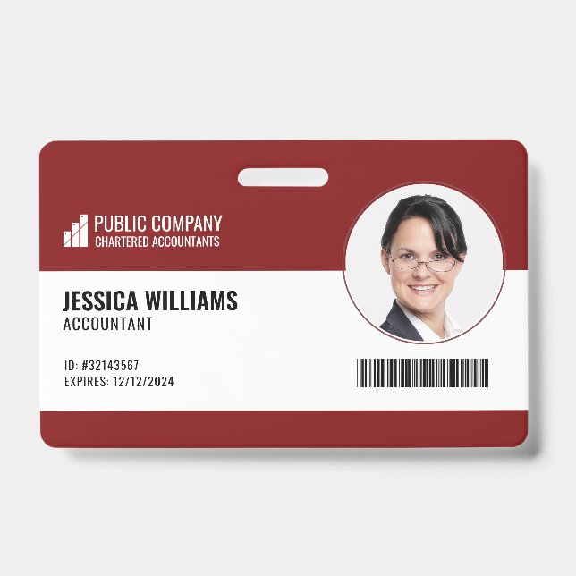 Modern Barcode Staff Employee ID Badge (Front)