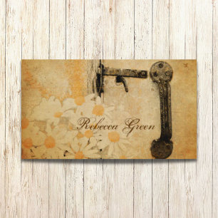 modern barn wood white daisy florist business card