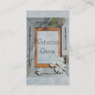modern barn wood white daisy florist business card