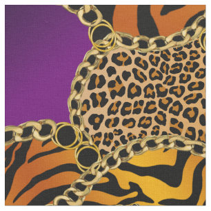 Modern Baroque Animal Print With Chains Fabric