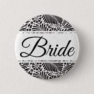 Modern Baroque Floral Bride 6 Cm Round Badge