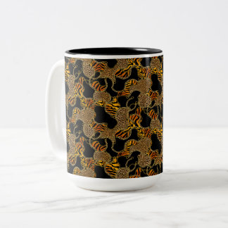 Modern Baroque Glam Animal Print With Chains  Two-Tone Coffee Mug