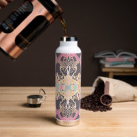 Modern Baroque Pattern in Red Pink Purple Blue