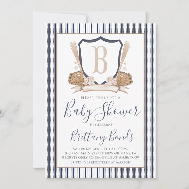 Modern Baseball Baby Shower Invitation (Front)