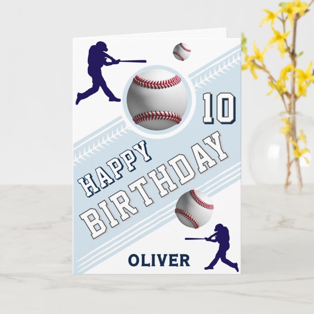 Modern Baseball Ball Player Themed Birthday  Card (Yellow Flower)
