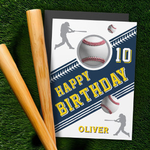 Modern Baseball Ball Player Themed Birthday Card