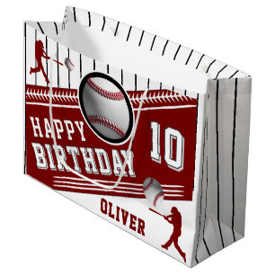 Modern Baseball Ball Player Themed Birthday  Large Gift Bag