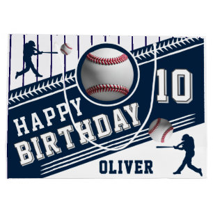 Modern Baseball Ball Player Themed Birthday  Large Gift Bag