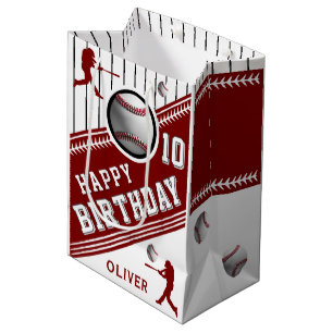 Modern Baseball Ball Player Themed Birthday  Medium Gift Bag