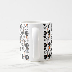 Modern Baseball Black White Orange Color Pattern Coffee Mug