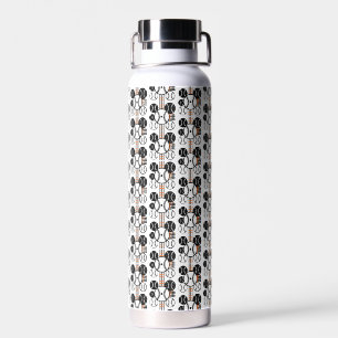 Modern Baseball Black White Orange Color Pattern Water Bottle