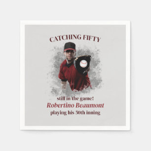 Modern Baseball Catching Fifty Men's 50th Birthday Napkin