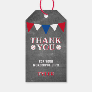 Modern Baseball Chalkboard Kids Thank you Favour Gift Tags