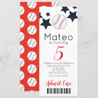 Modern Baseball Pattern Ticket Style Party
