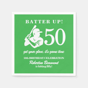 Modern Baseball Player Men's 50th Birthday Napkin