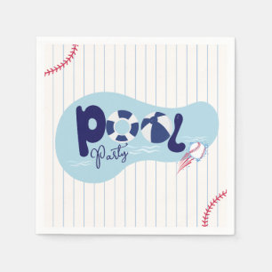 Modern Baseball Pool Birthday Party  Napkin