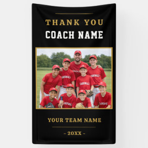 Modern Baseball Team Photo Coach Thank You Banner