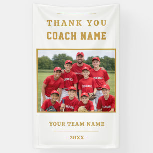 Modern Baseball Team Photo Coach Thank You Banner