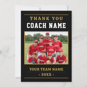 Modern Baseball Team Photo Coach Thank You Card