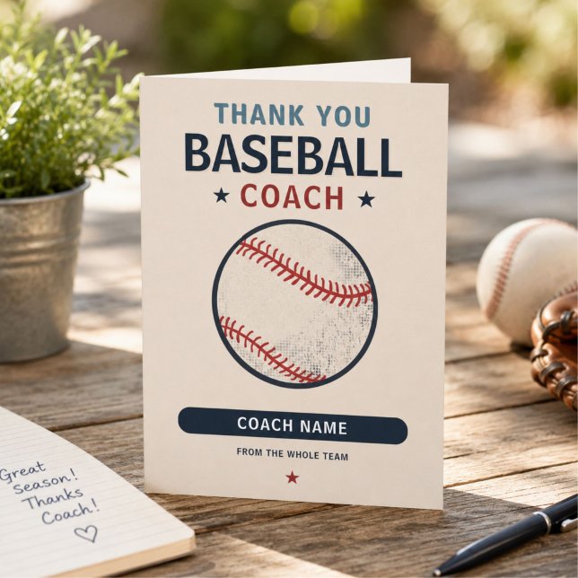 Modern Baseball Team Player Coach Thank You Card (Creator Uploaded)