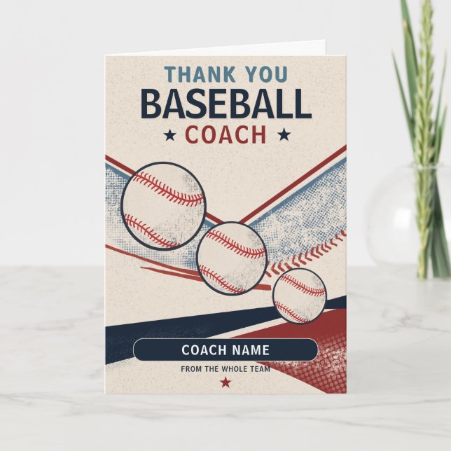 Modern Baseball Team Player Coach Thank You Card (Front)