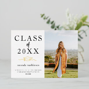 Modern Basic 3 Photo Foil Graduation Announcement