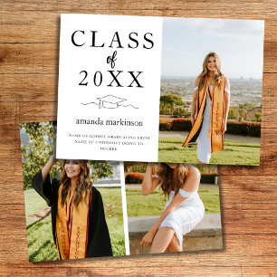 Modern Basic 3 Photo Graduation Announcement