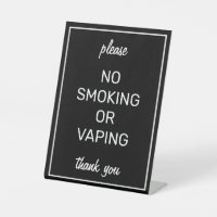 Modern Basic Black No Smoking Tabletop Sign