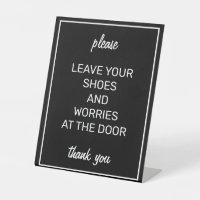 Modern Basic Black Remove Shoes Counter Sign